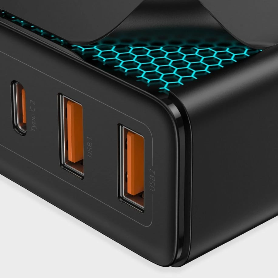 Karikues i shpejtë Baseus GaN2 Pro, 100W, 2x USB-C, 2x USB-A, i zi