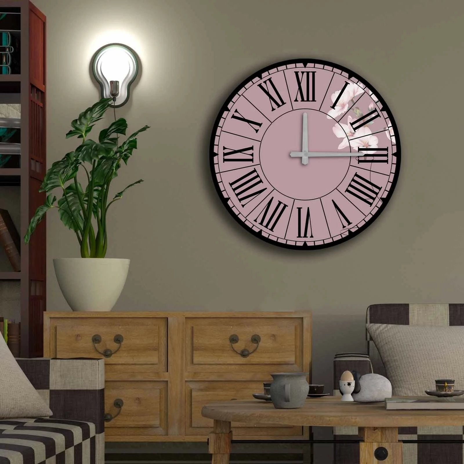 Orë muri dekorative MDF, shumëngjyrëshe, 50cm, 5050MS-059