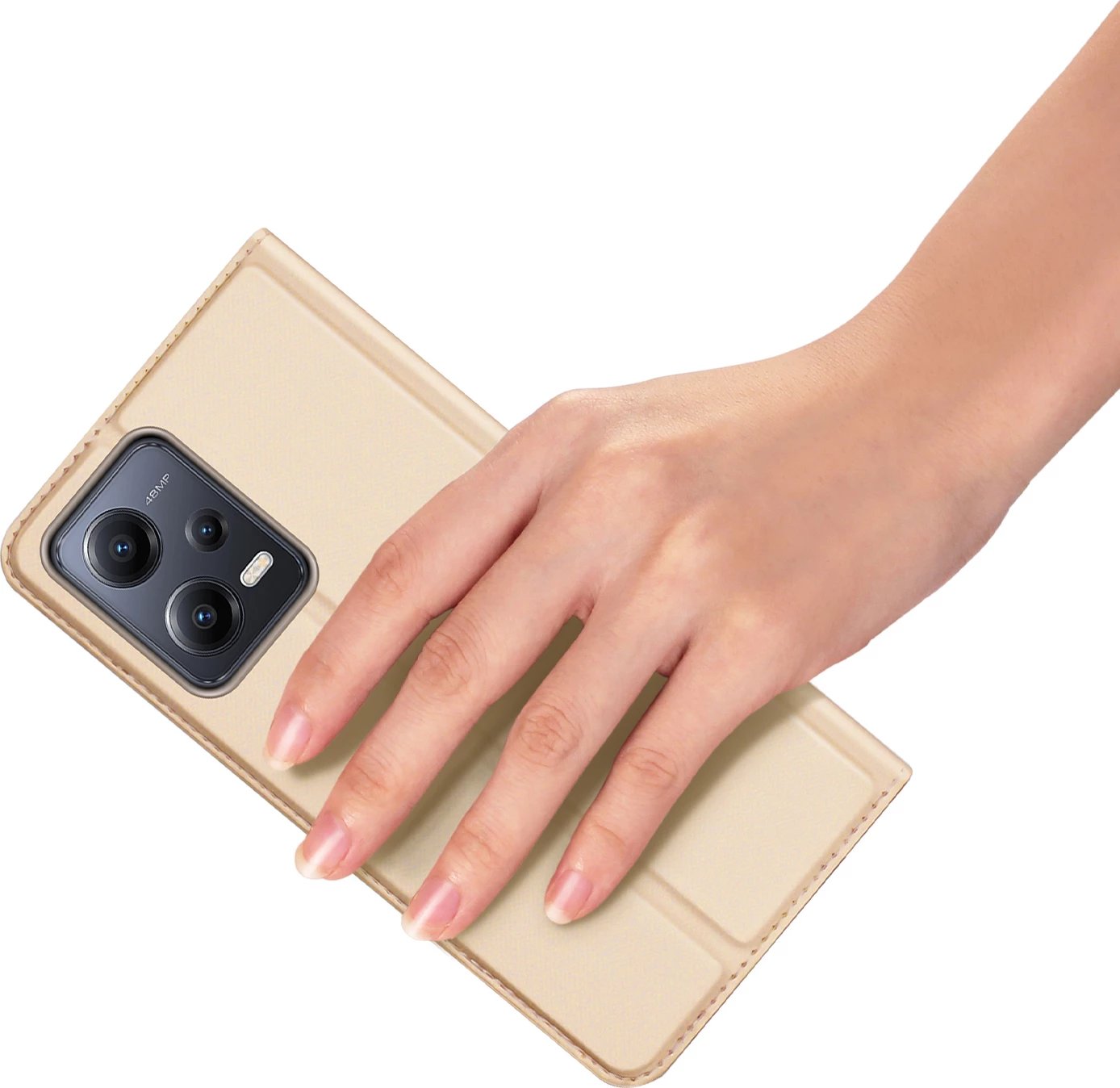 Mbështjellës Dux Ducis Skin Pro për Xiaomi Redmi Note 12 Pro+, me xhep karte, stand, Gold Mbështjellës Dux Ducis Skin Pro për Xiaomi Redmi Note 12 Pro+, me xhep karte, stand, Gold