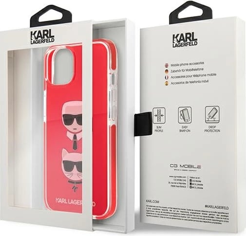 Mbështjellës Karl Lagerfeld KLHCP13STPE2TR për iPhone 13 mini, Hardcase, Kuq