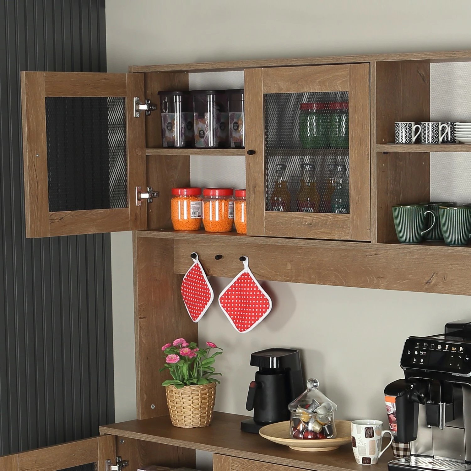 Dollap multifunksional Hanah Home, Grano 140, ngjyrë lisi kaukazian