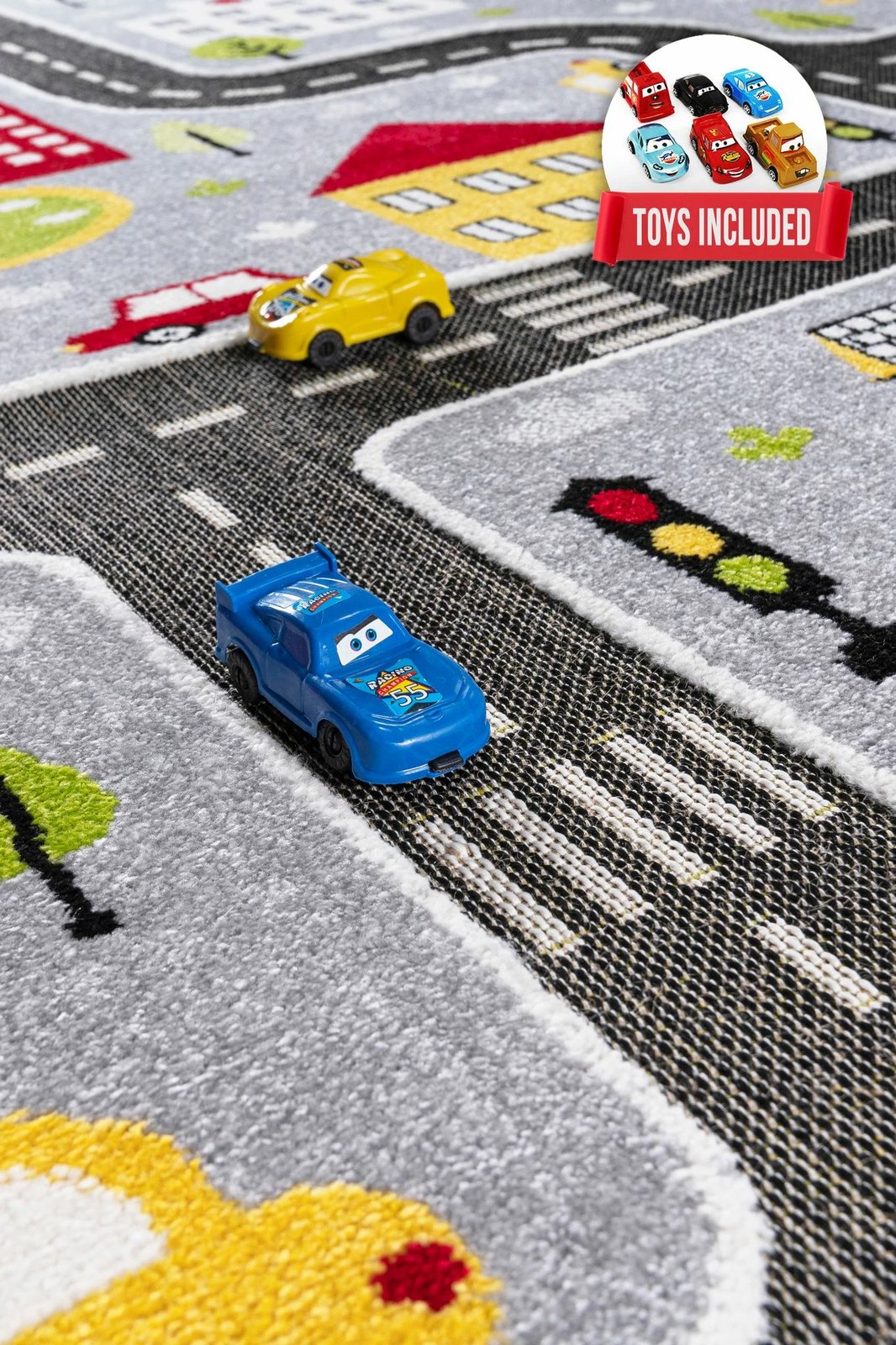 Qilim për fëmijë, model rrugësh, gri, 120x170cm