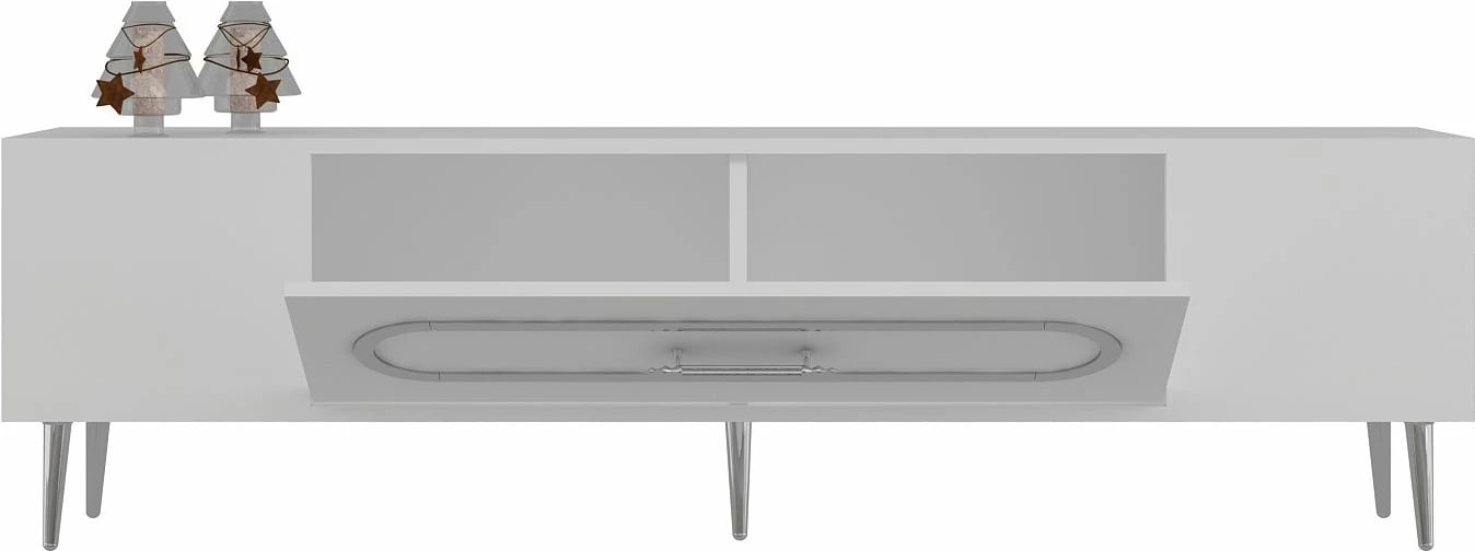 Komodë TV Skye Decor, e bardhë, argjend