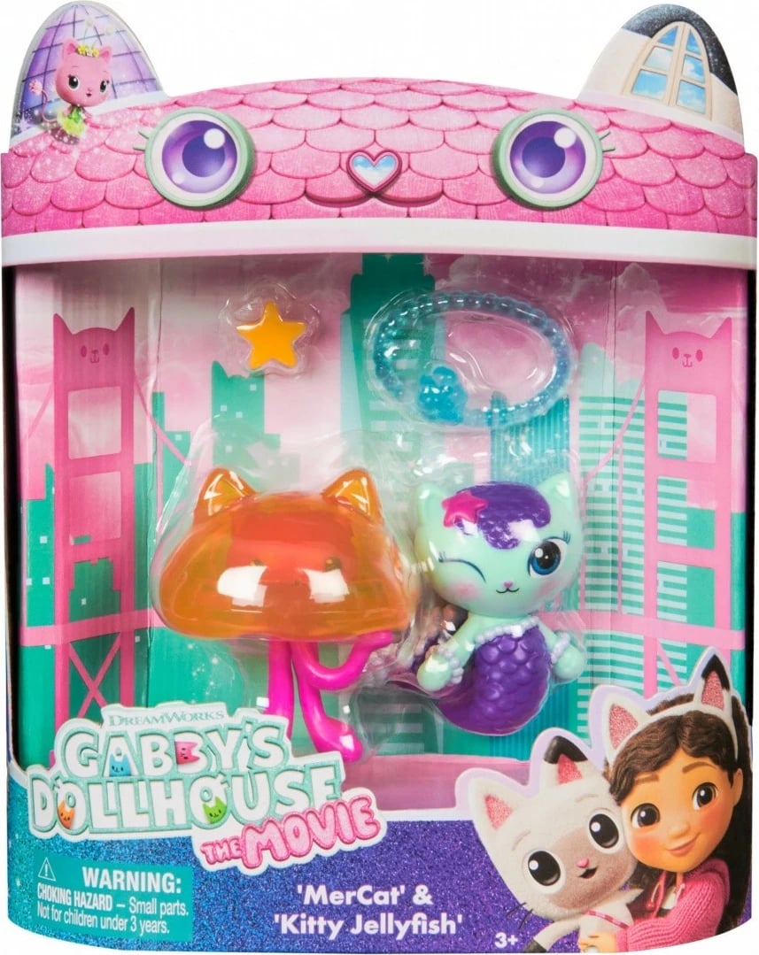 Set figurina, Spin Master Gabby's Dollhouse 6074329 MerCat & Kitty Jellyfish 2 copë 5 cm plastikë, set dyfishtë
