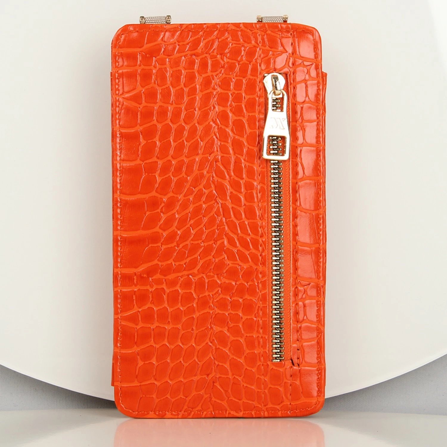 Kuletë-portofol për telefon, lëkurë, ngjyrë portokalli, Zoozie Bags, 1210