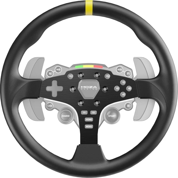 Rreth timoni gaming Moza Racing ES RS046, 12 inç, lëkurë mikrofibre, alumini, i zi