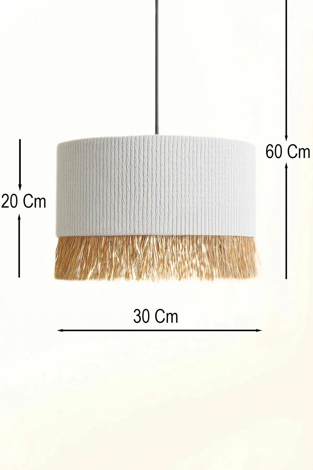 Llambë tavani Opviq, trup plastik, kapak makrame, e bardhë, BK090