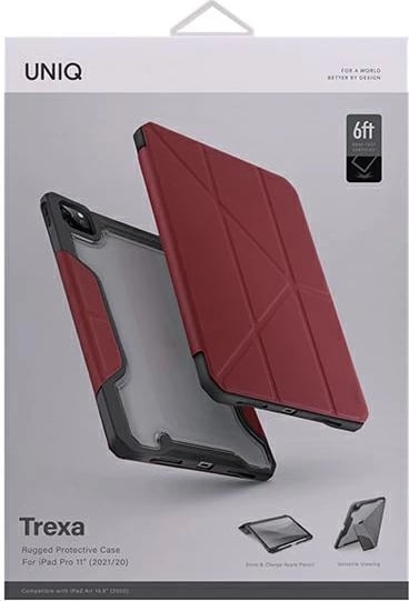 Mbështjellës UNIQ Trexa për iPad Pro 11" 2021/2020, me kapak magnetik dhe mbajtëse, Kuq
