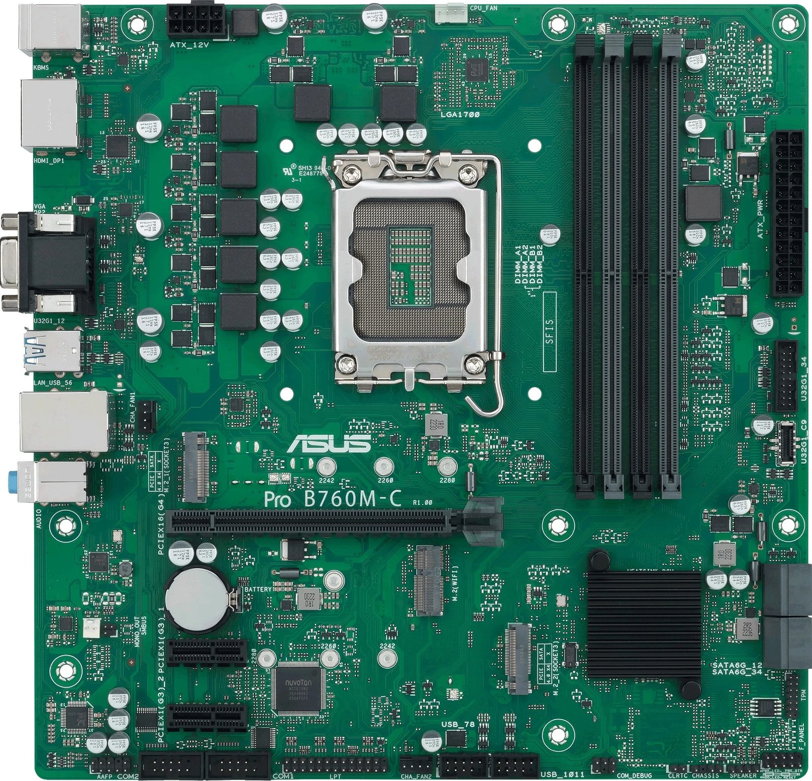 Pllakë amë ASUS PRO B760M-C-CSM, Intel, LGA 1700, DDR5-SDRAM, 128 GB