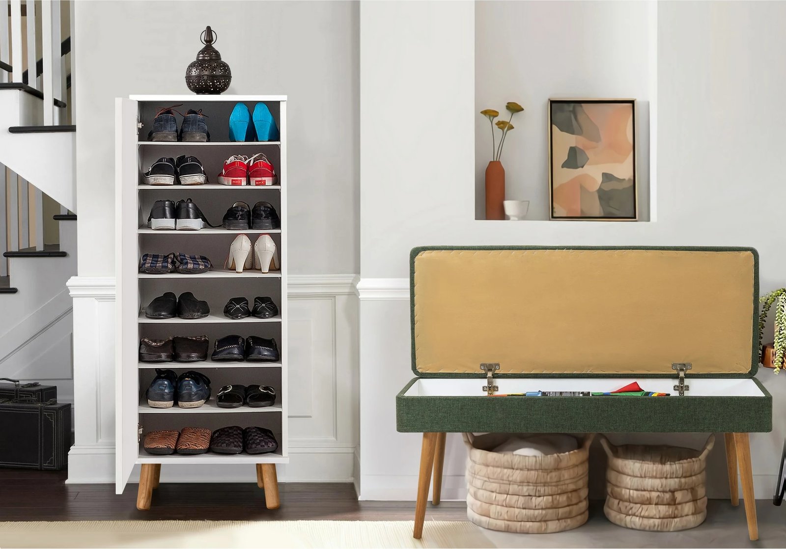 Set mobiljesh për korridor, ngjyrë e bardhë dhe e gjelbër, Skye Decor, 200-1070