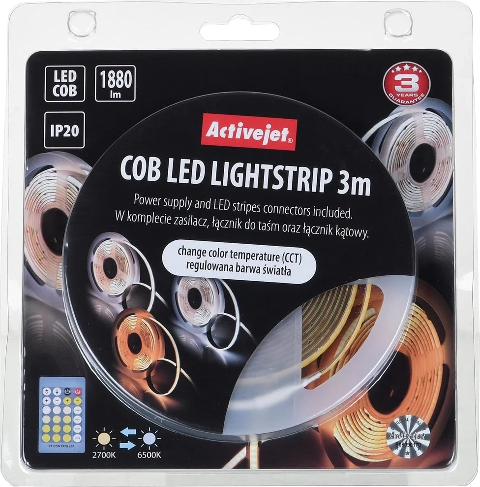 Dritë me shirit univerzal Activejet AJE-COB CCT 3 m