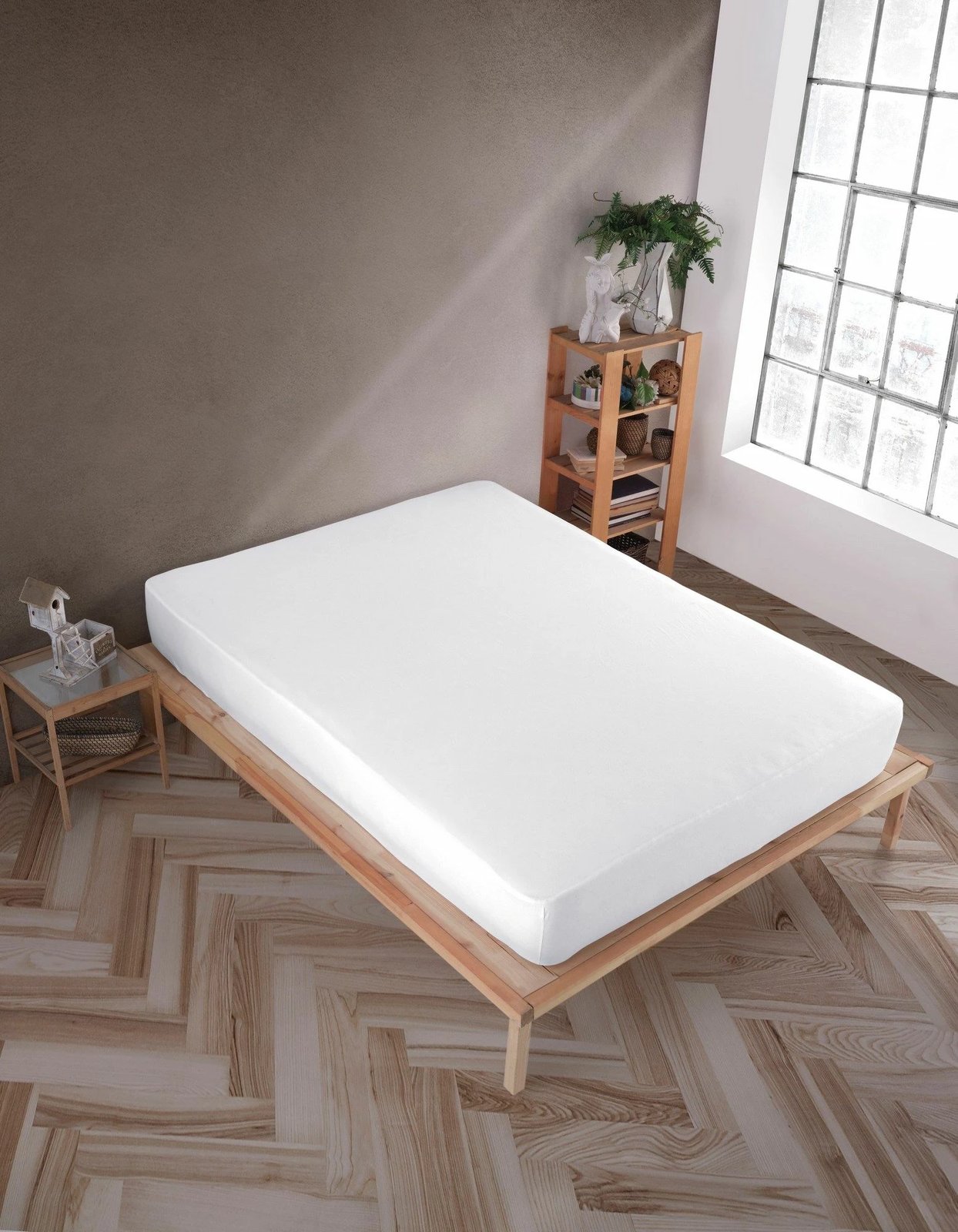 Çarçaf i shtrirë jersey për dyshek dopio, i bardhë, L'Essentiel Linge de Maison