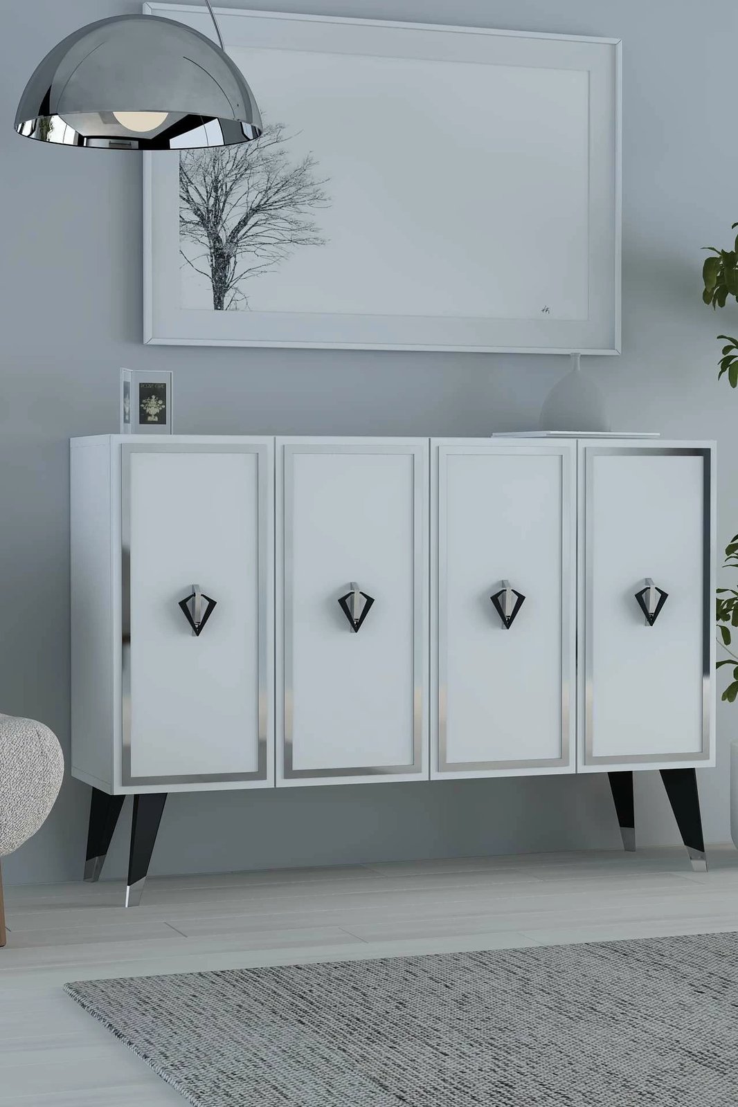 Konsol Skye Decor, 8176KM-32, e bardhë, e zezë, argjend