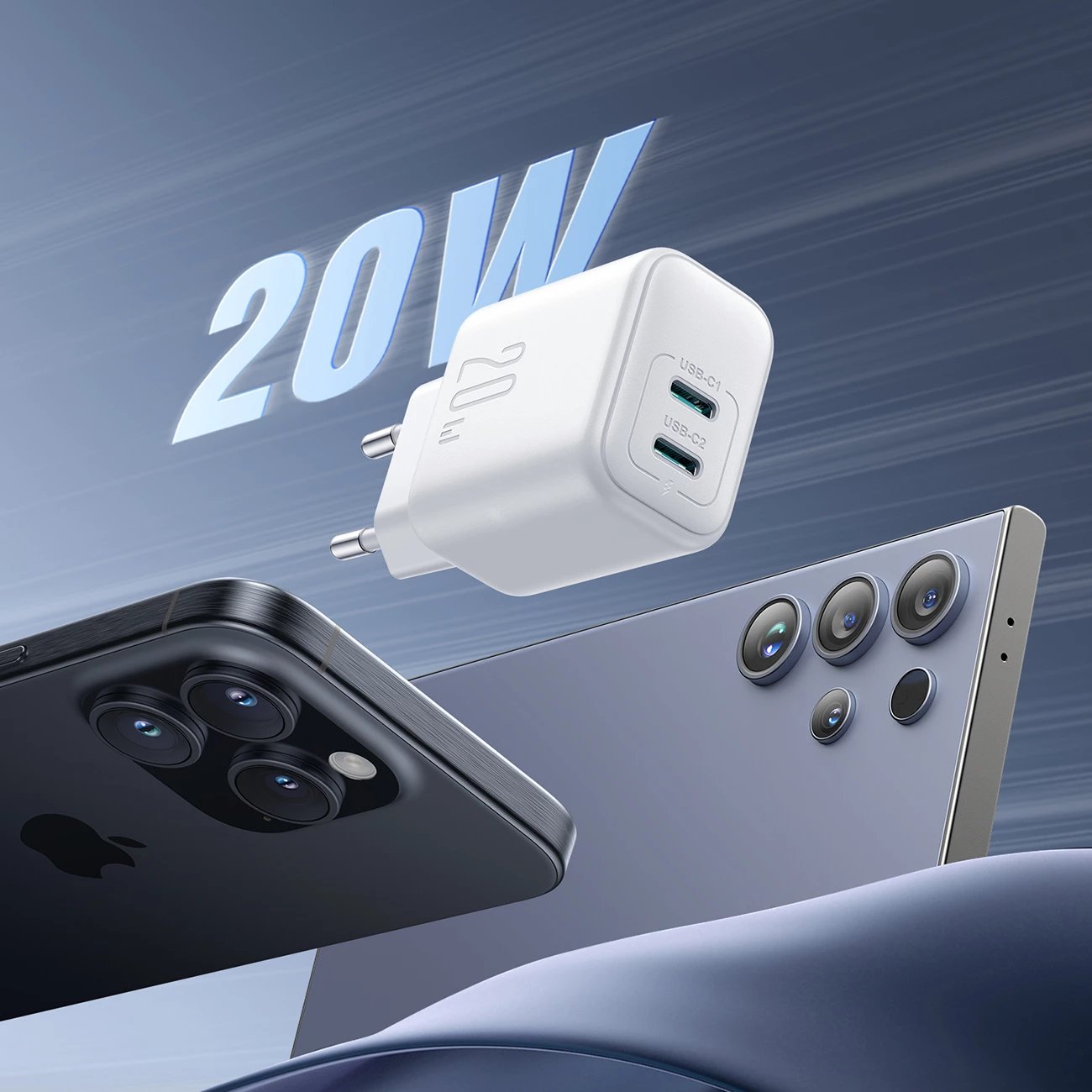 Kasë karikues Joyroom JR-TCF12, 2x USB-C, 20W, e bardhë