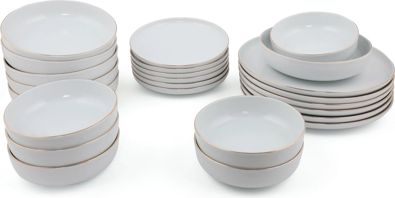 Set enësh për drekë (24 copë), Hermia Concept, MOD24Y220, ngjyrë ari dhe e bardhë