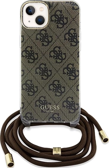 Mbështjellës Guess Crossbody Cord 4G Print për iPhone 15/14/13, Kafe