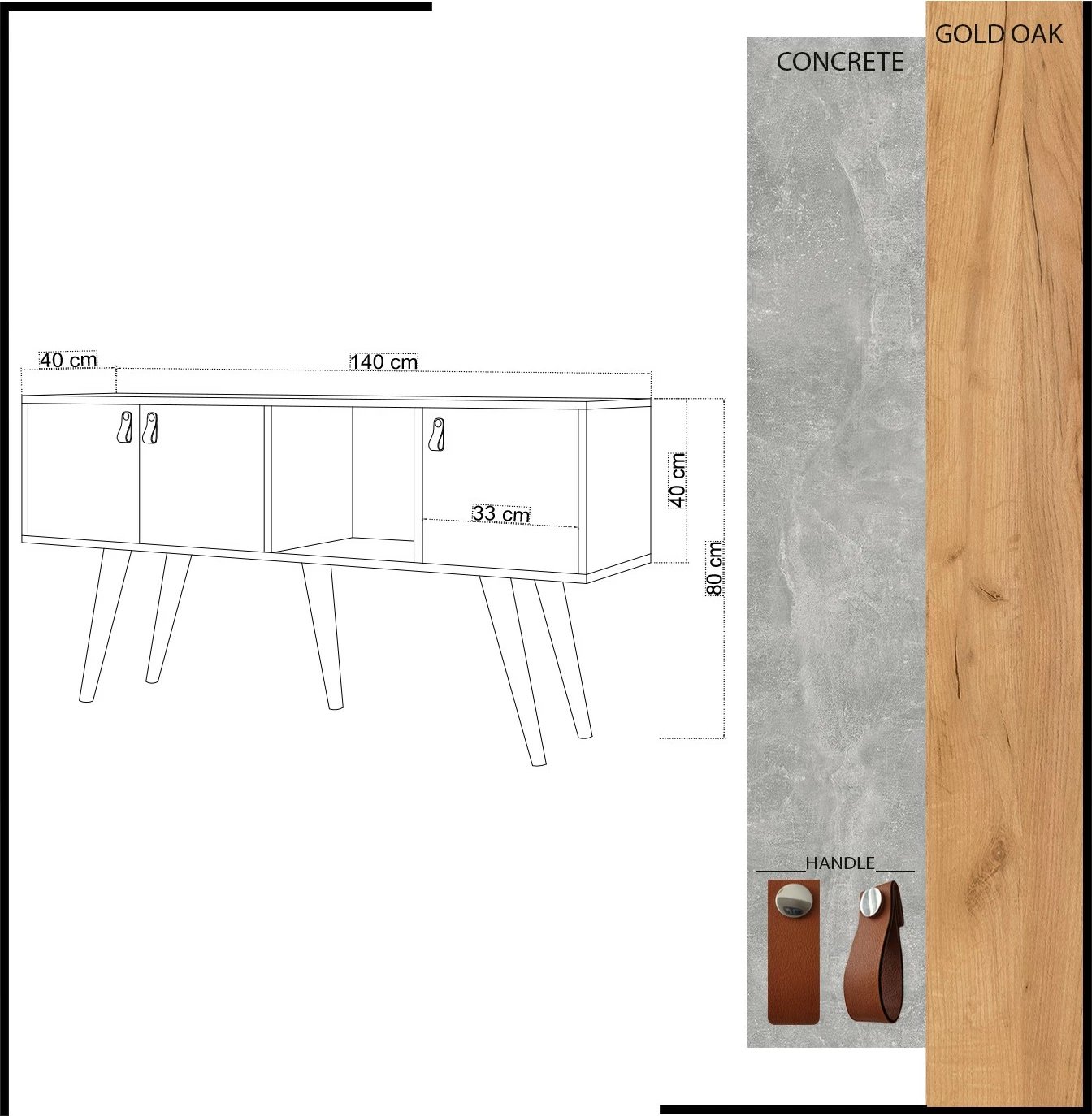 Komodë Hanah Home, Plamen, ngjyrë lisi dhe e bardhë