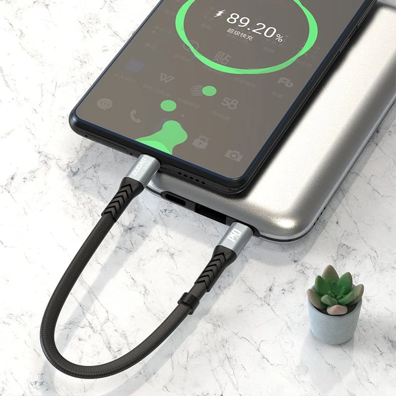 Kabllo USB-C në USB-C Dudao L10C, 0.23m, 100W, e zezë