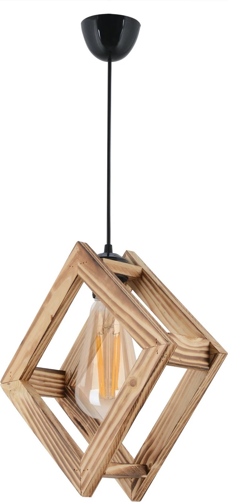 Llambë tavani prej druri, formë katrore, ngjyrë natyrale, Opviq