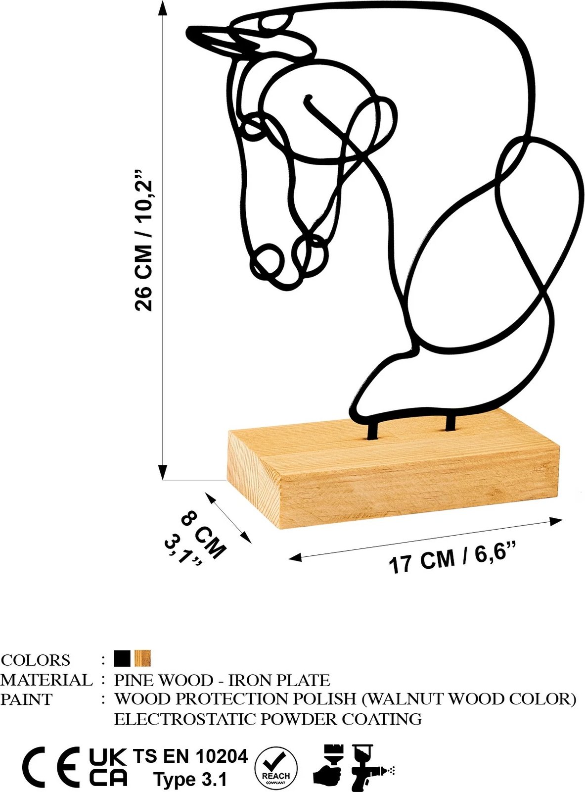Objekt dekorativ Aberto Design, kuaj, ngjyrë e zezë