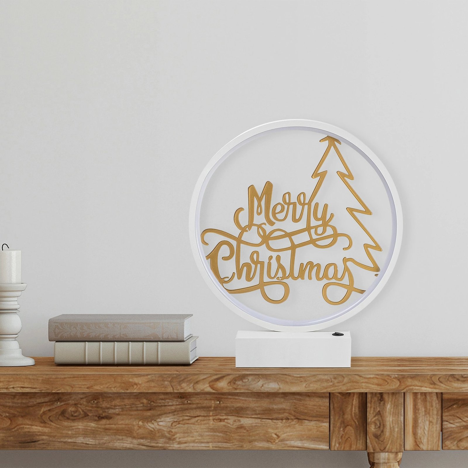 Llambë tavoline Opviq, model XMAS10, e bardhë dhe ari