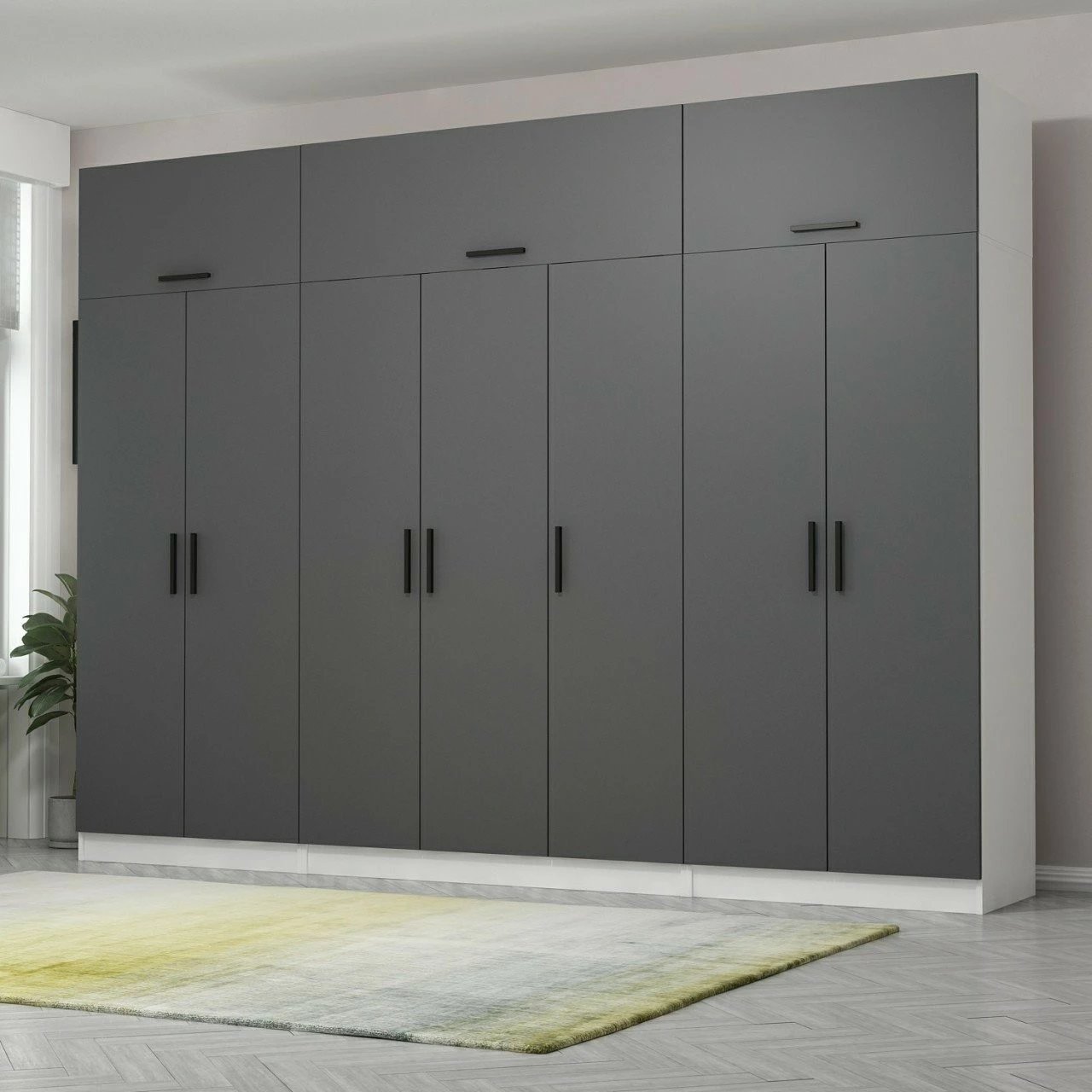 Dollap i madh për rroba, anthracite dhe i bardhë, Skye Decor, 5150