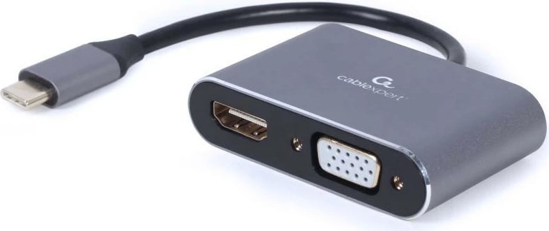 Adapter Gembird A-USB3C-HDMIVGA-01 USB-C në HDMI/VGA, Gri