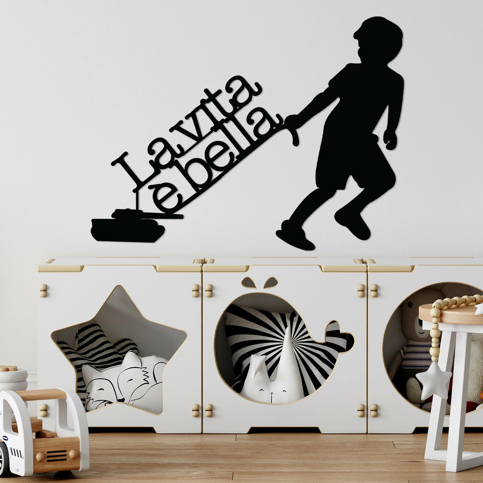 Aksesor dekorativ metalik për mur, Vita E Bella 2, ngjyrë e zezë, Wallity, 56x42cm