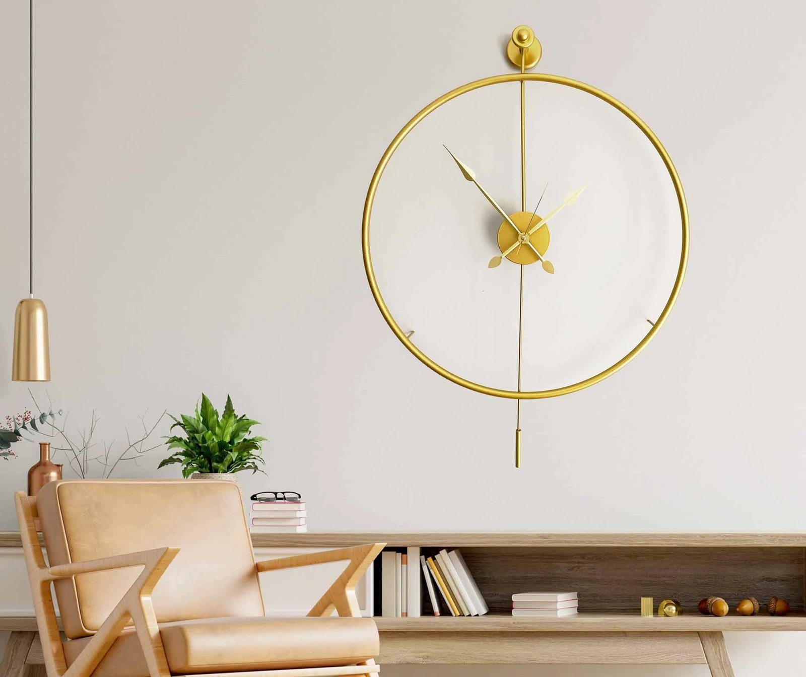 Orë muri dekorative prej metali, ngjyrë ari, Wallity Mclock-00103