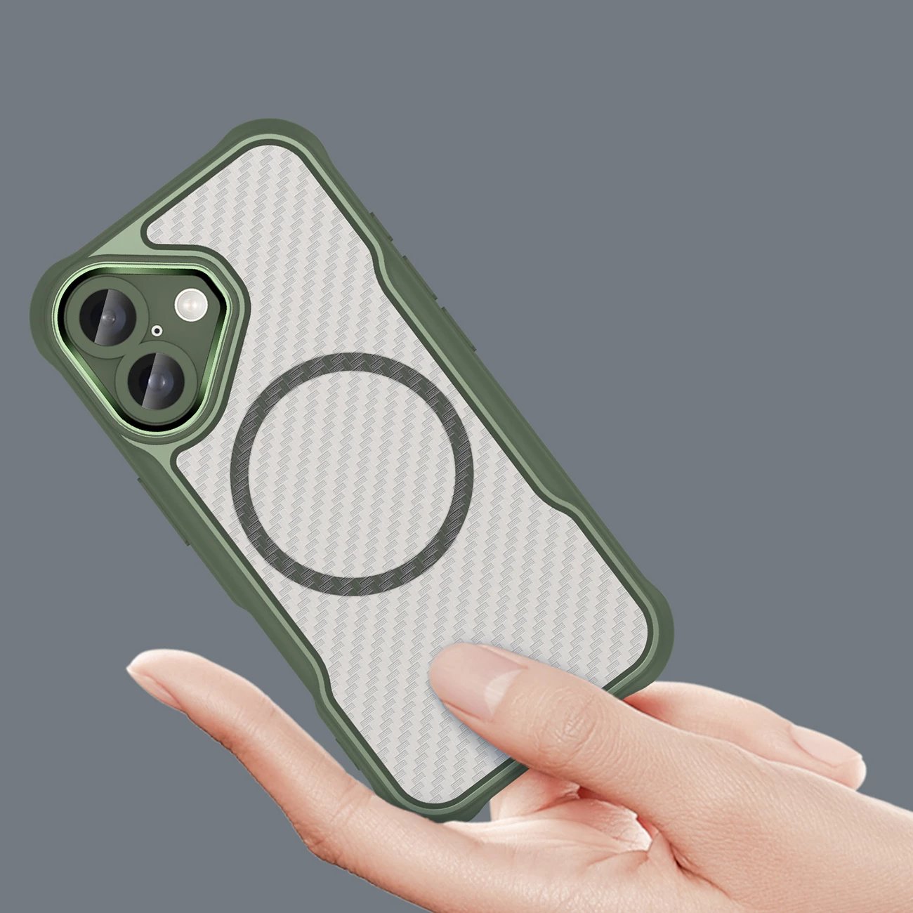Mbështjellës Hurtel Leading Series MagSafe për iPhone 16 Plus, TPU, i gjelbër