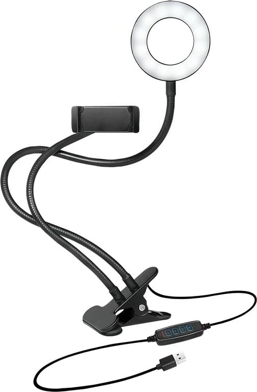 Dritë LED me mbajtëse celulari LogiLink AA0150, 7 inch, USB, e zezë
