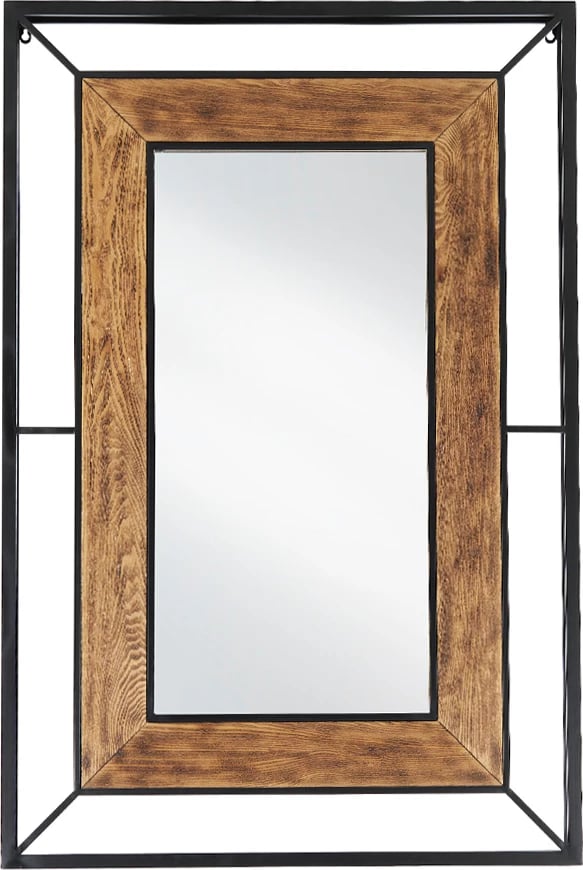 Pasqyrë Mistras, dru natyral, metal i zi, 80x120cm