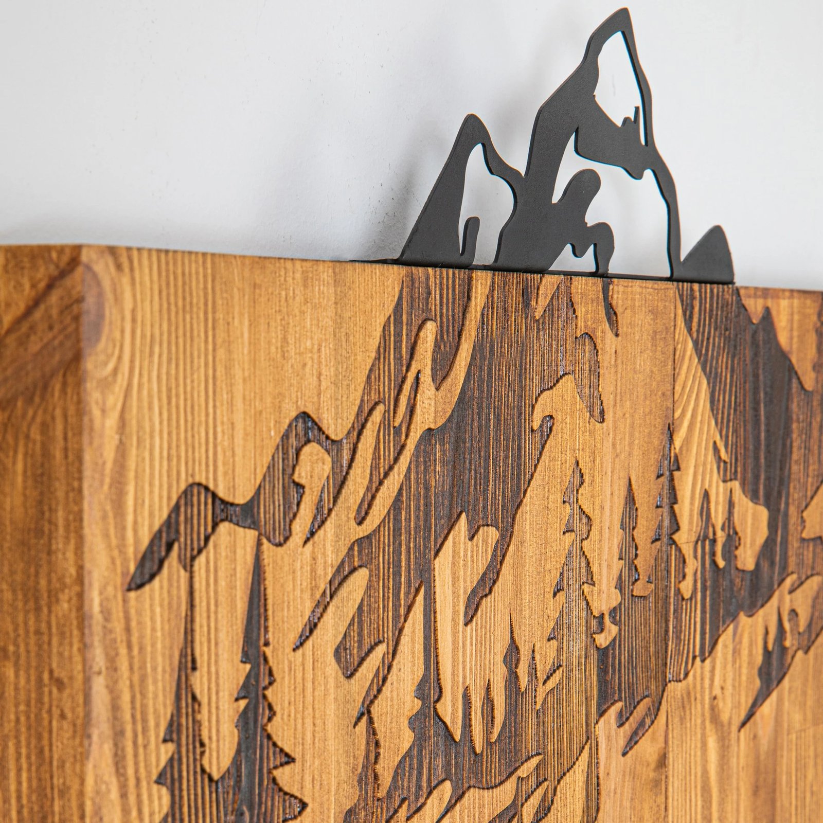 Aksesor dekorativ për mur, dru dhe metal, Wallity, natyrë