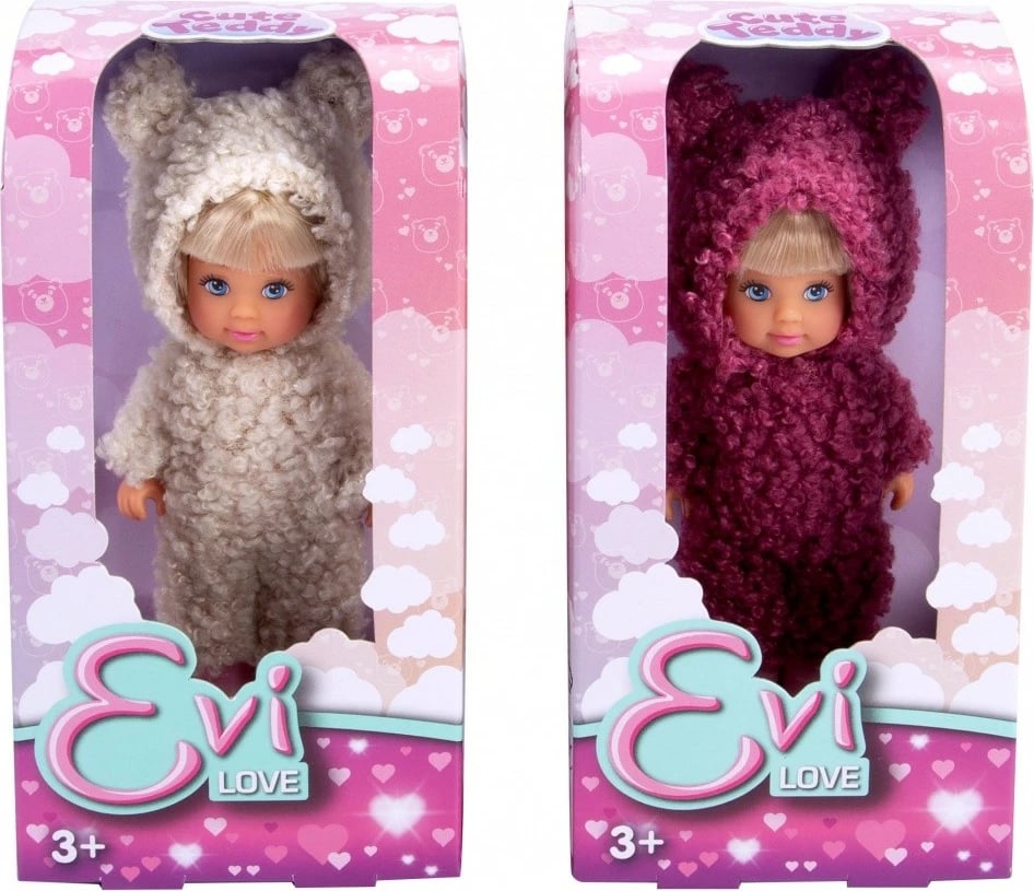 Kukull Evi Love Sweet Bears, Simba, 12 cm, krem ose burgundy