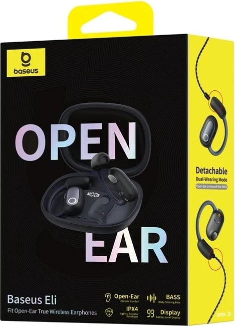 Kufje Baseus Eli Fit Open-Ear, Wireless, Bluetooth, USB Type-C, Zezë