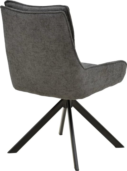 Karrige me mbështetëse Konelian, material tekstili ngjyrë gri e errët, këmbë metalike të zeza, 54x63x88cm (set prej 2 copash)