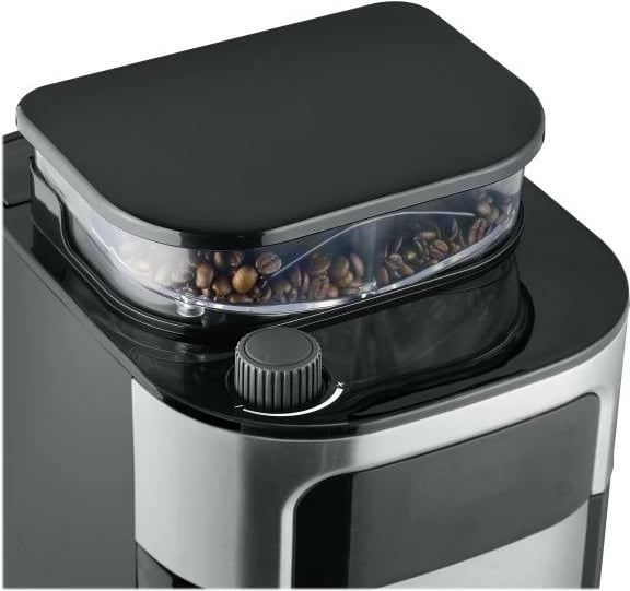 Aparat kafeje Severin KA 4814, rezervuar uji 1 L, për kokrra kafeje me mulli të integruar, inox/zi