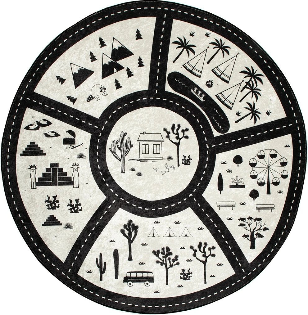 Qilim rrumbullak, dizajn Black City, 140 cm