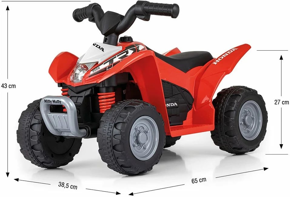 Katërçikël elektrik për fëmijë, Milly Mally Honda TRX 250X, 30W, bateri 6V 4.5Ah, shpejtësi 2.5–3 km/h, i kuq
