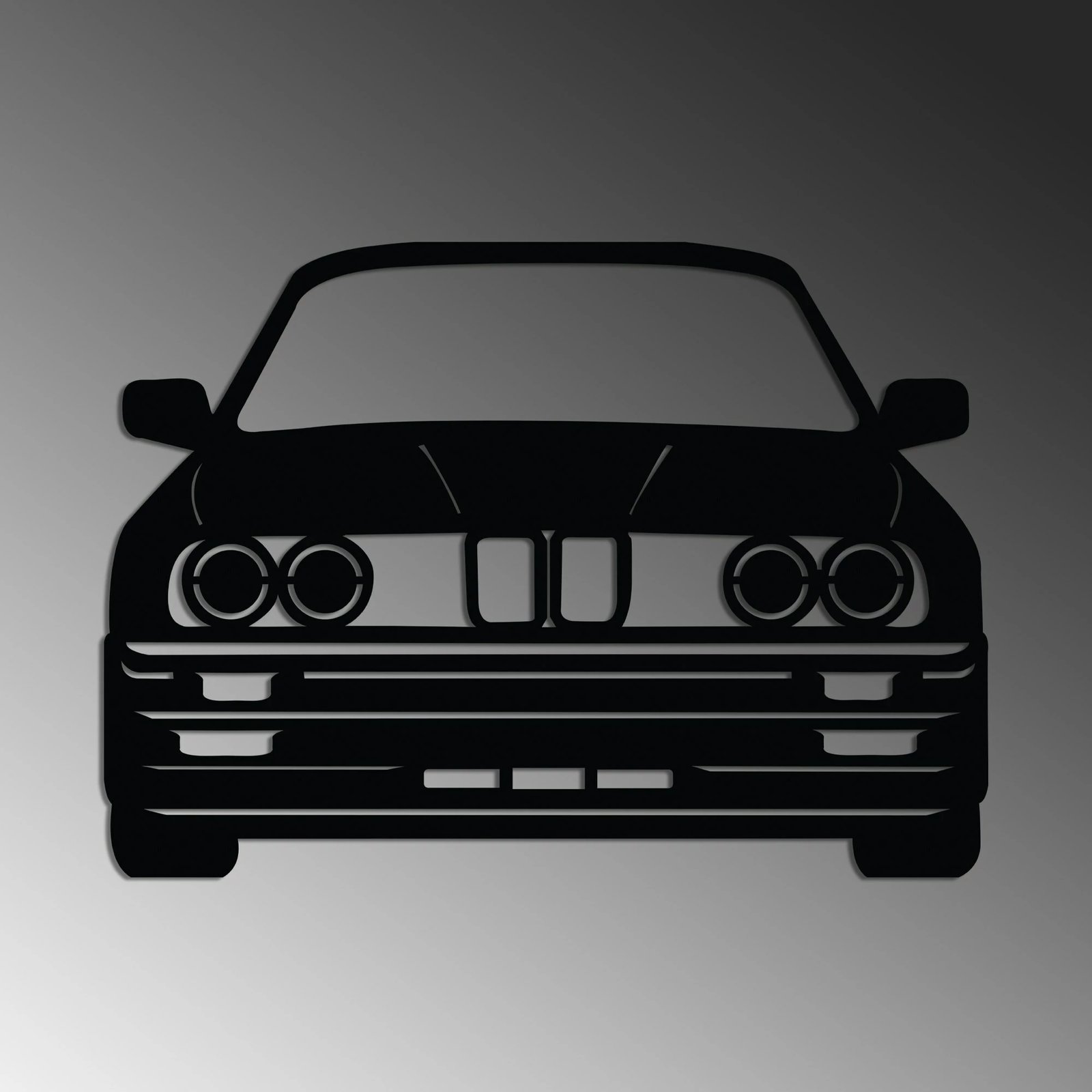 Aksesor dekorativ metalik për mur, BMW M3 E30, Wallity, ngjyrë e zezë, 57x41cm