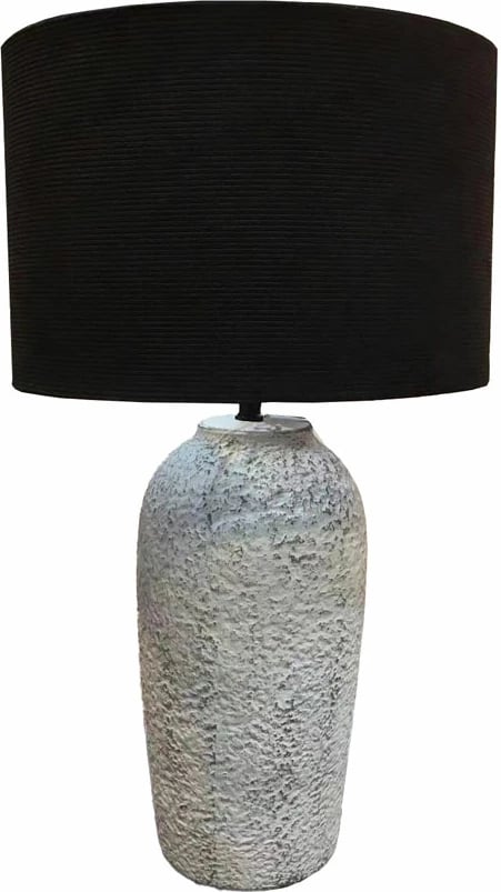 Llambë tavoline Marbuk, qeramikë gri, stof i zi, 17x17x60 cm
