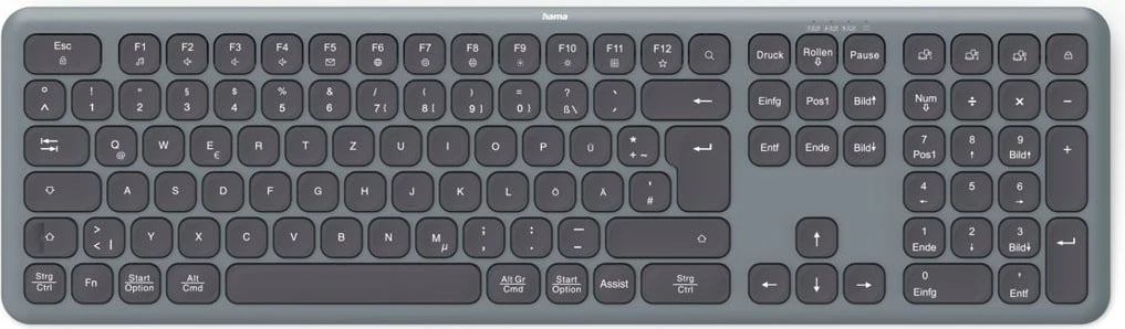 Tastierë wireless Hama WK-550, multi-device, QWERTY, USB & Bluetooth, e zezë/gri