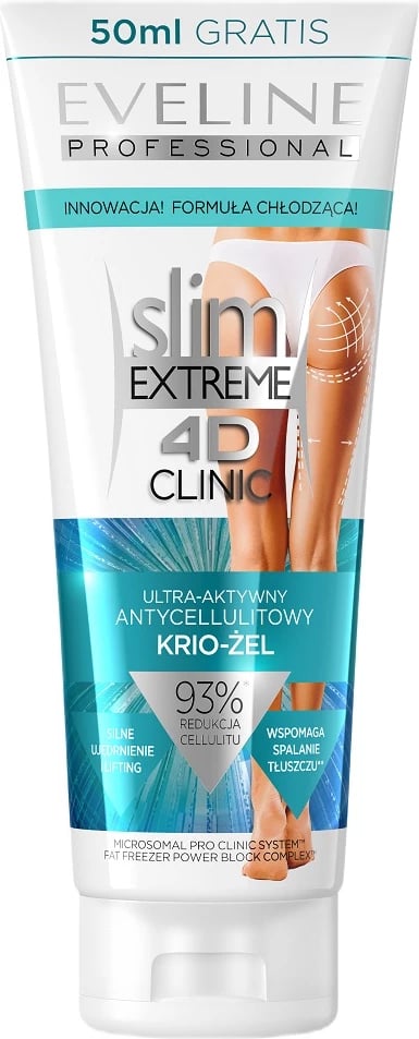 Xhel-krem kundër celulitit për femra Eveline Cosmetics Slim Extreme 4D Clinic Ultra-Active Cryo-Gel, 250ml