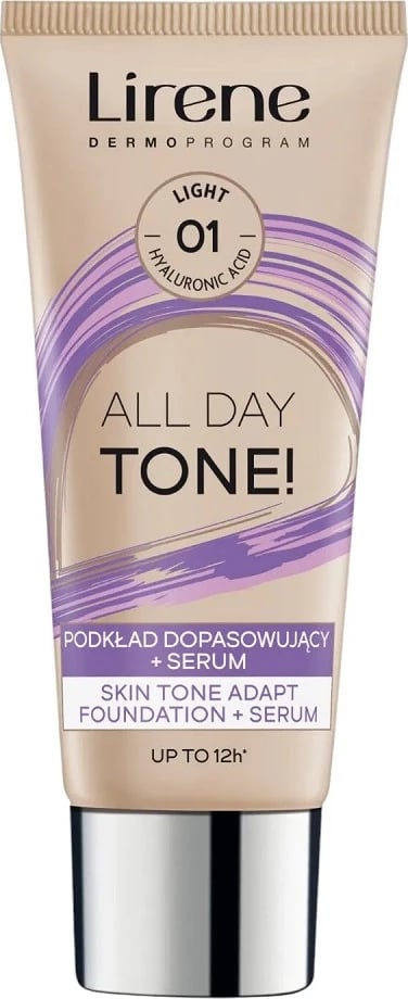 Fondatinë për femra Lirene All Day Tone! Foundation Matching Base + Serum 01 Light, 30ml