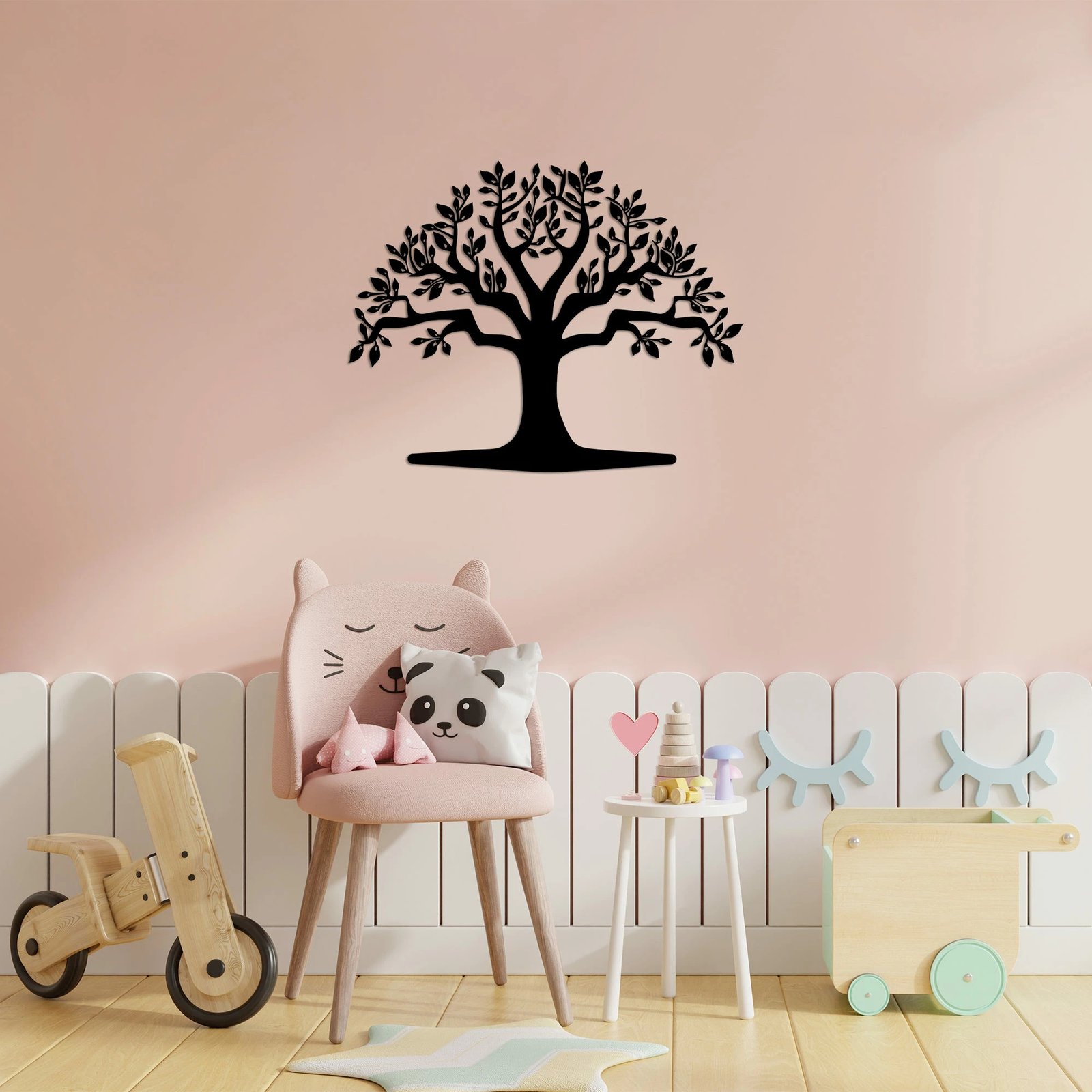 Aksesor dekorativ muri prej metali, Monumental Tree 20, ngjyrë e zezë, 55x70cm