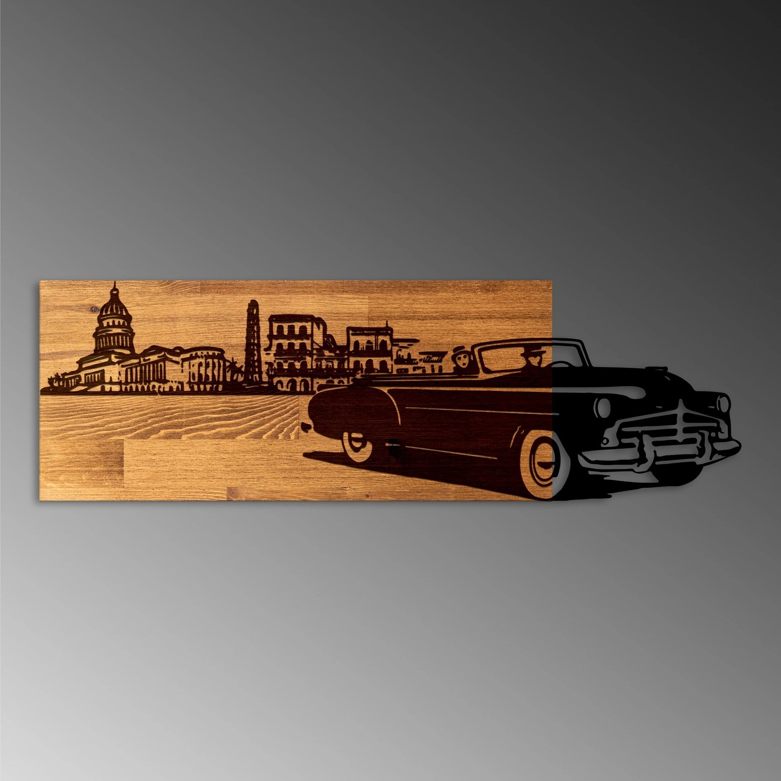 Aksesor dekorativ muri prej druri, stil klasik, ngjyrë arre dhe e zezë, Wallity