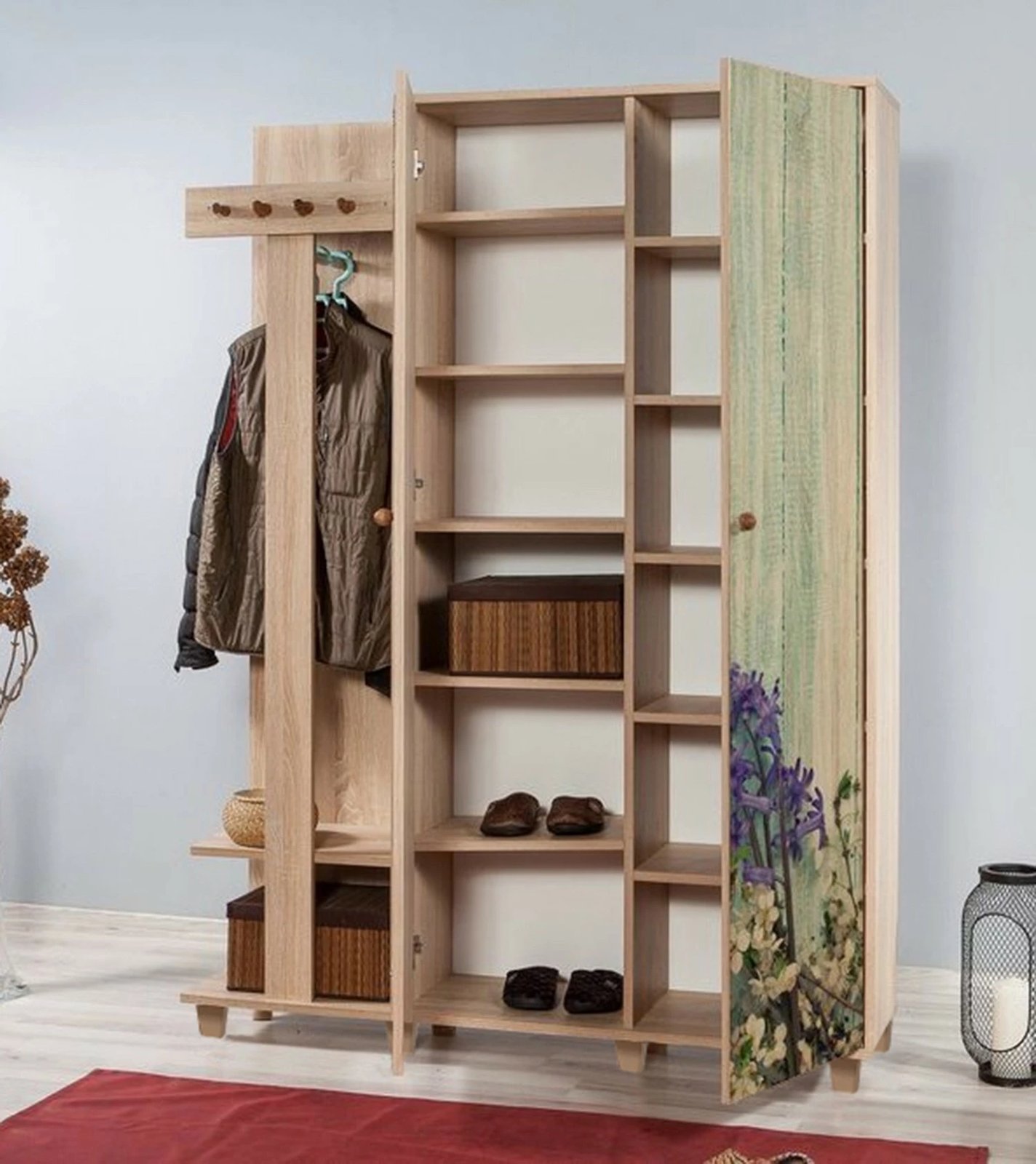 Stendë korridori Garmanto, ngjyrë lisi Sonoma, me rafte dhe varëse, 135-727