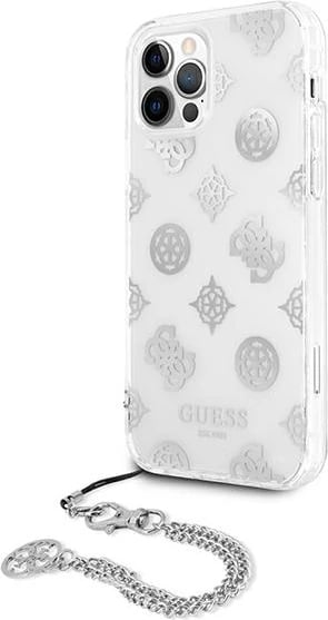 Mbështjellës Guess Peony Chain për iPhone 12 Pro Max 6.7", argjendtë Mbështjellës Guess Peony Chain për iPhone 12 Pro Max 6.7", argjendtë