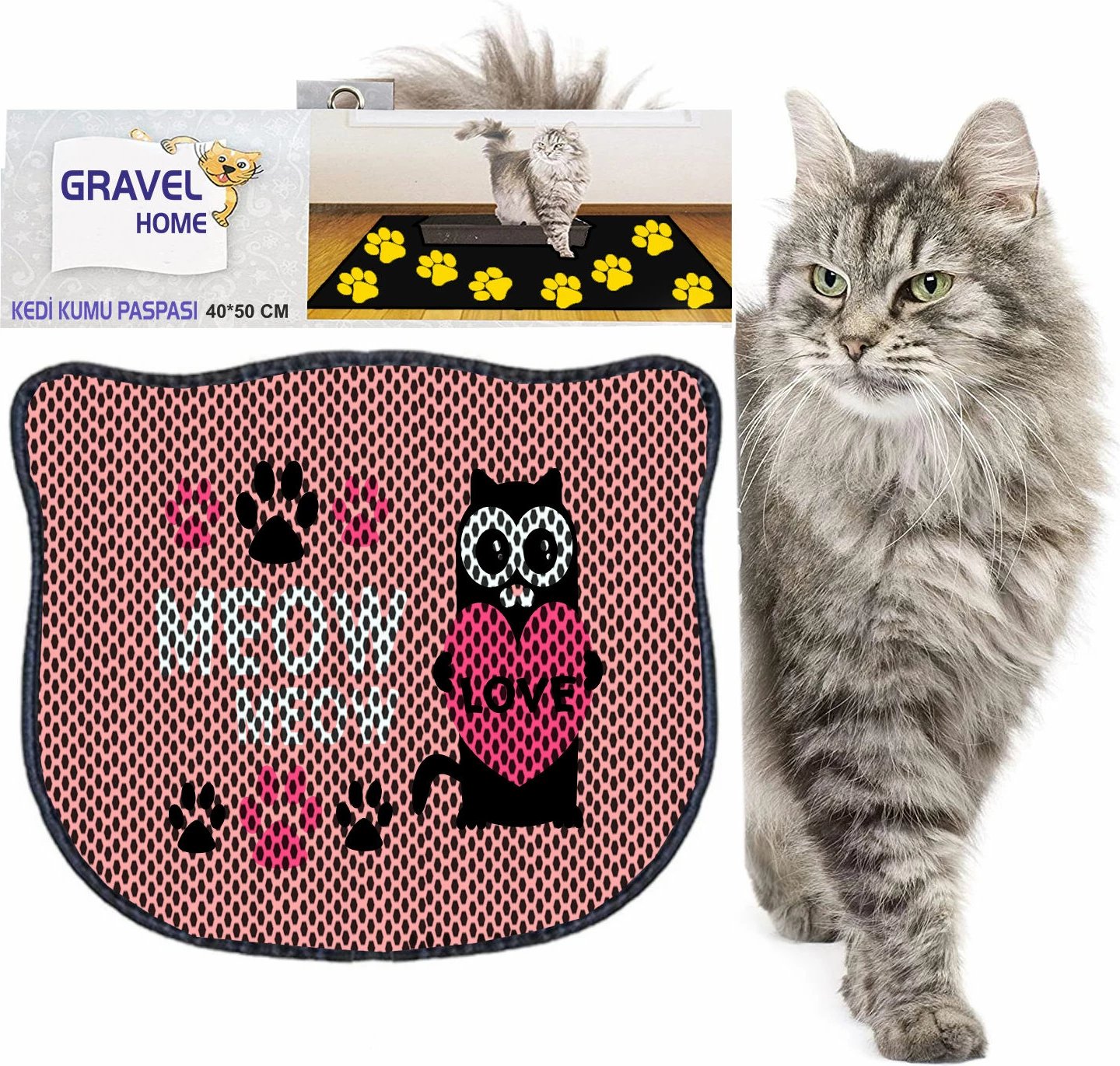 Tapet për rërë mace, shumëngjyrësh, Paws & Whiskers, Kdkafa0044, 40x50cm