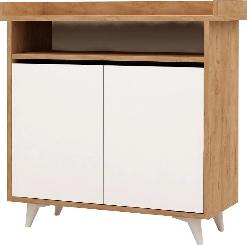 Dollap këpucësh Hanah Home, Springa, ngjyrë lis dhe e bardhë, 100x102x35cm